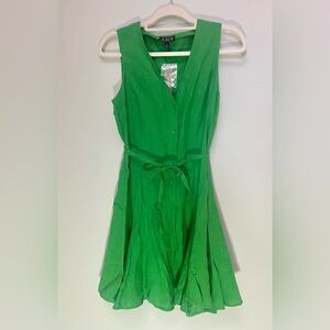 J. Crew Bright Green Mini Dress linen preppy